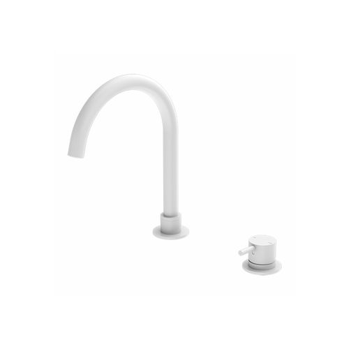 Mecca Hob Basin Mixer Round Swivel Spout Matte White