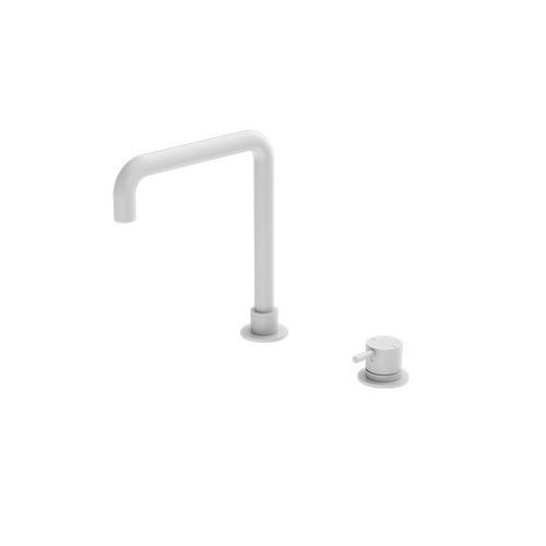 Mecca Hob Basin Mixer Square Swivel Spout Matte White