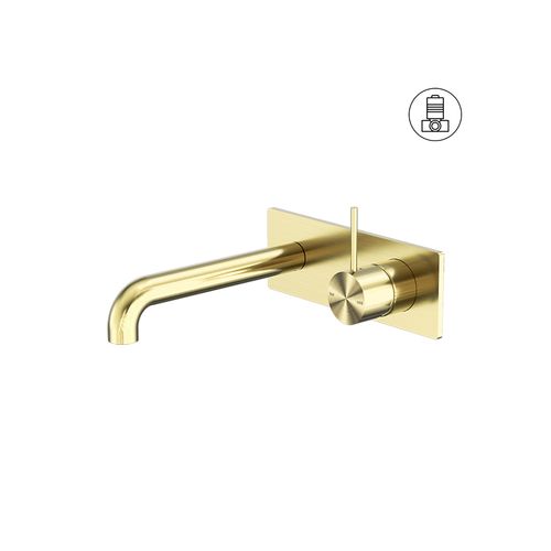 Mecca Wall Basin/Bath Mixer Handle Up 120mm Brushed Gold