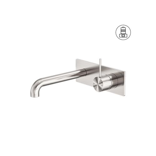Mecca Wall Basin/Bath Mixer Handle Up 185mm Brushed Nickel