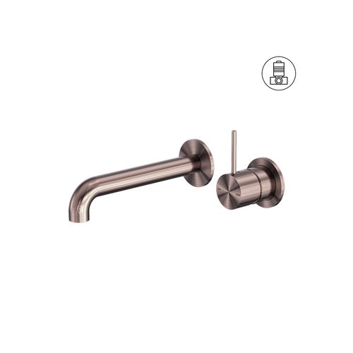 Mecca Wall Basin/Bath Mixer Separate Back Plate Handle Up 120mm Brushed Bronze