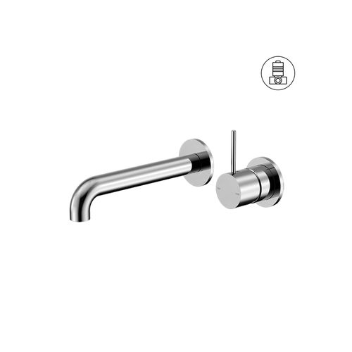 Mecca Wall Basin/Bath Mixer Separate Back Plate Handle Up 185mm Chrome