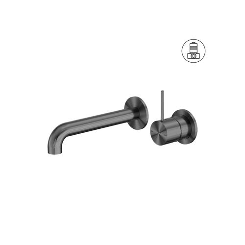 Mecca Wall Basin/Bath Mixer Separate Back Plate Handle Up 260mm Gun Metal