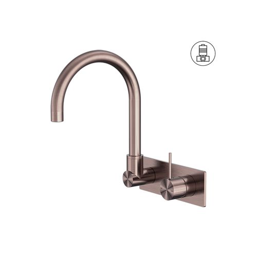 Mecca Wall Basin/Bath Mixer Swivel Spout Handle Up Brushed Bronze