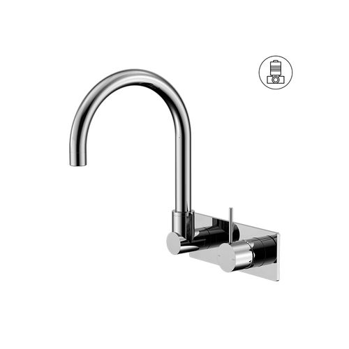 Mecca Wall Basin/Bath Mixer Swivel Spout Handle Up Chrome
