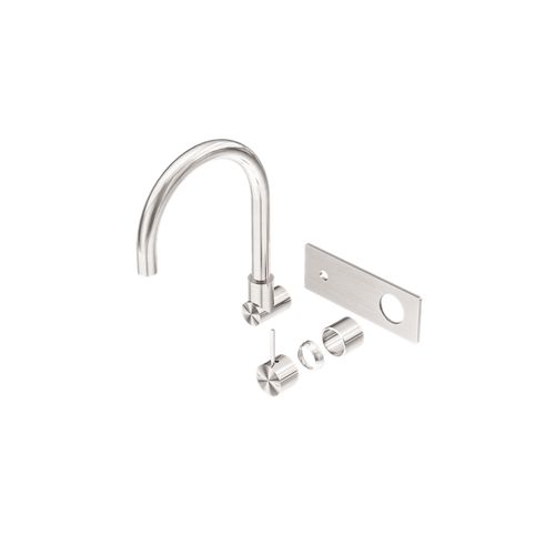 Mecca Wall Basin/Bath Mixer Swivel Spout Handle Up Trim Kits Only Brushed Nickel