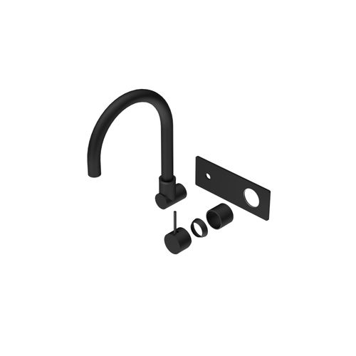 Mecca Wall Basin/Bath Mixer Swivel Spout Handle Up Trim Kits Only Matte Black