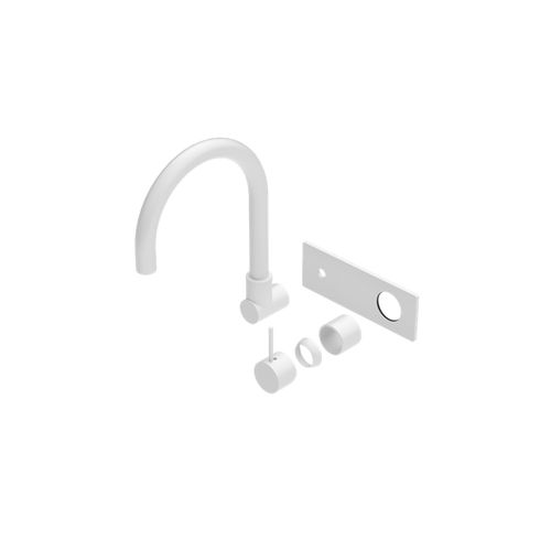 Mecca Wall Basin/Bath Mixer Swivel Spout Handle Up Trim Kits Only Matte White