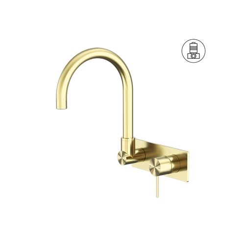 Mecca Wall Basin/Bath Mixer Swivel Spout Brushed Gold