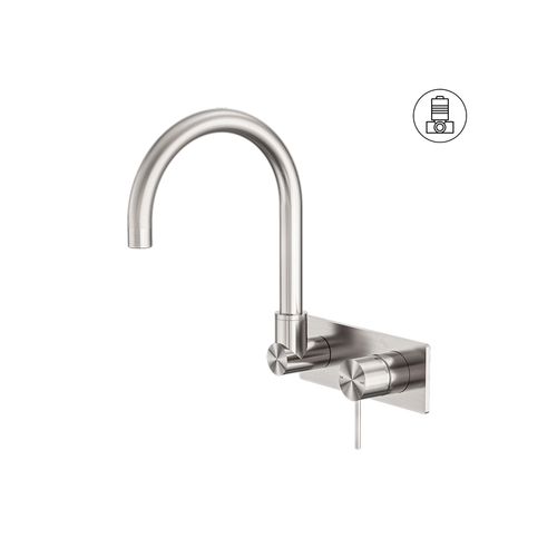 Mecca Wall Basin/Bath Mixer Swivel Spout Brushed Nickel