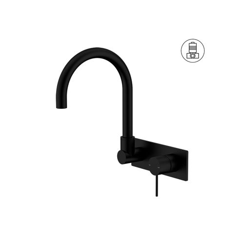 Mecca Wall Basin/Bath Mixer Swivel Spout Matte Black
