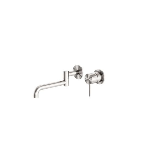 Mecca Wall Basin/Bath Mixer Swivel Spout 225mm Brushed Nickel