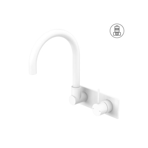 Mecca Wall Basin/Bath Mixer Swivel Spout Handle Up Matte White