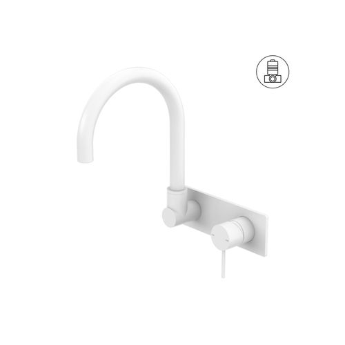 Mecca Wall Basin/Bath Mixer Swivel Spout Matte White