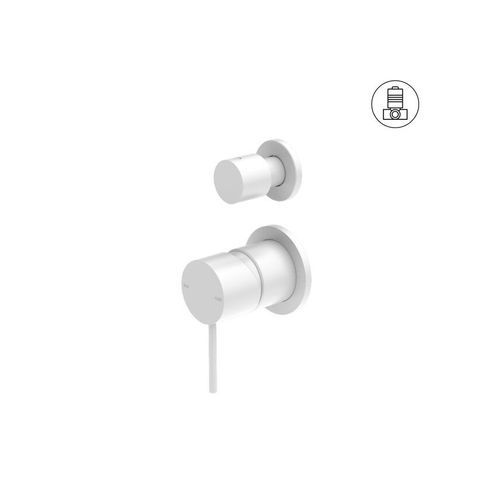 Mecca Shower Mixer With Divertor Separate Back Plate Matte White