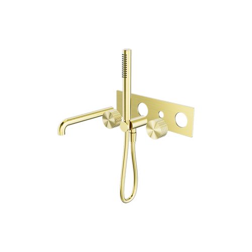 Opal Shower System Separate Plate With Spout 250mm Kit Brushed Gold