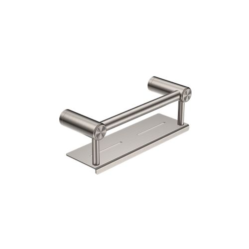 Mecca Care 25mm Grab Rail With Shelf 300mm Brushed Nickel