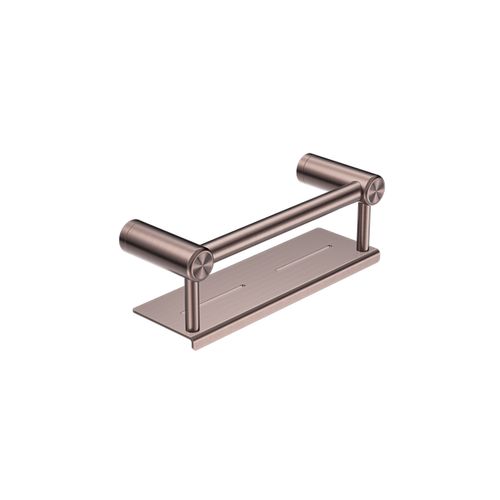 Mecca Care 25mm Grab Rail With Shelf 300mm Brushed Bronze