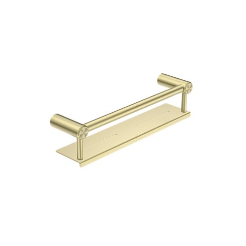 Mecca Care 25mm Grab Rail With Shelf 450mm Brushed Gold