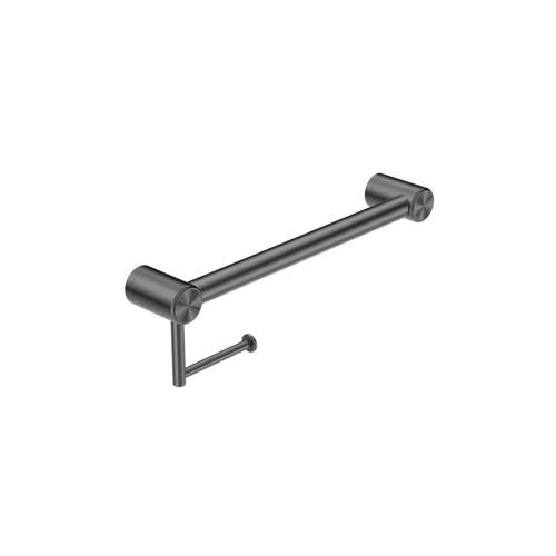 Mecca Care 32mm Grab Rail With Toilet Roll Holder 450mm Gun Metal