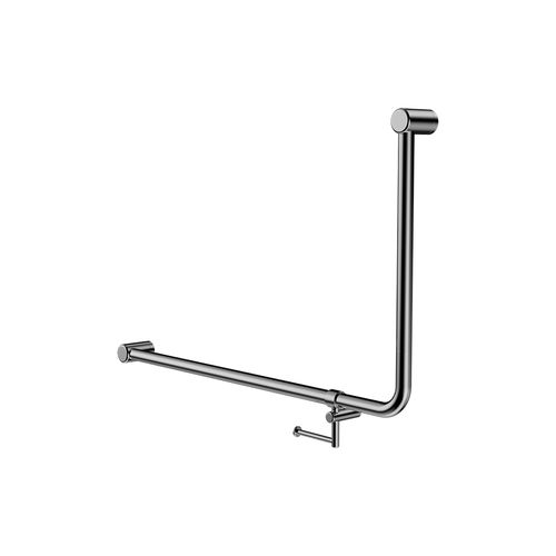 Mecca Care 32mm Ambulant 90 Degree Bent Tube Grab Rail 600X1000mm With Toilet Roll Holder Chrome