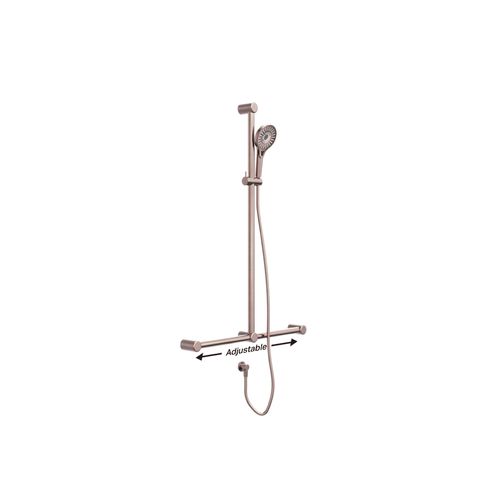 Mecca Care 32mm T Bar Grab Rail And Adjustable Shower Set 1100X750mm Brushed Bronze