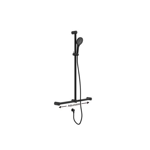 Mecca Care 32mm T Bar Grab Rail And Adjustable Shower Set 1100X750mm Matte Black