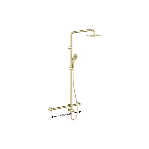 Mecca Care 32mm T Bar Grab Rail 1100x750mm Twin Shower Set Brushed Gold