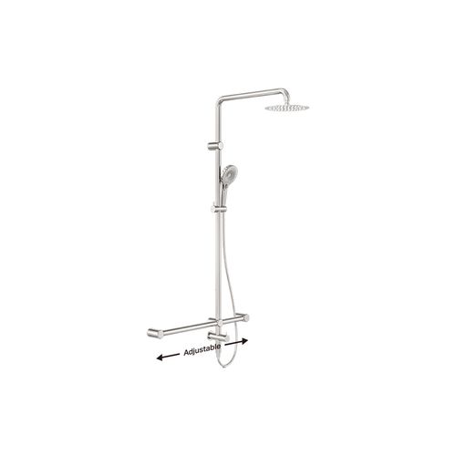 Mecca Care 32mm T Bar Grab Rail 1100x750mm Twin Shower Set Brushed Nickel