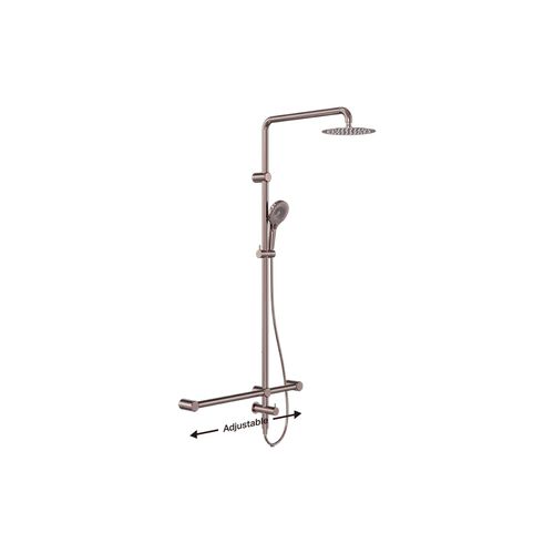Mecca Care 32mm T Bar Grab Rail 1100x750mm Twin Shower Set Brushed Bronze