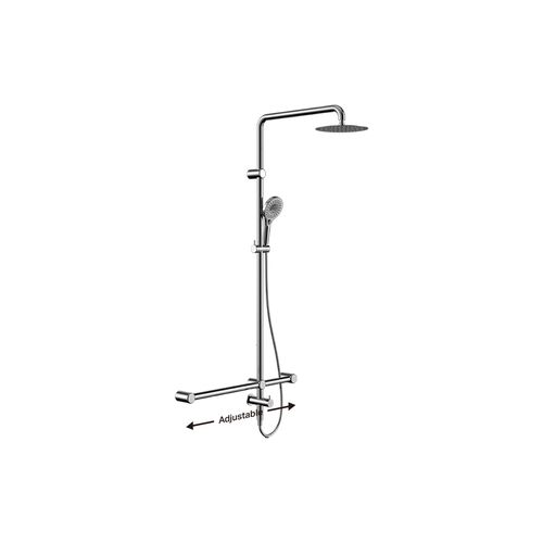Mecca Care 32mm T Bar Grab Rail 1100x750mm Twin Shower Set Chrome