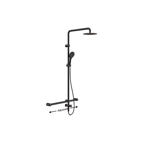 Mecca Care 32mm T Bar Grab Rail 1100x750mm Twin Shower Set Matte Black