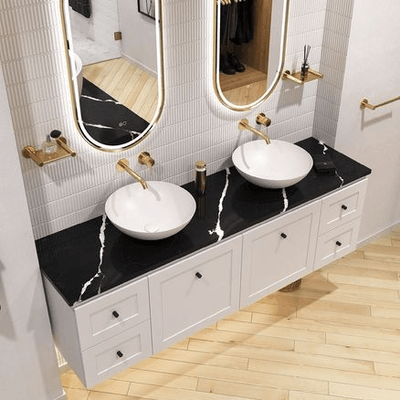 Nero Vena Silica Free Stone Top, Rectangular Full Depth