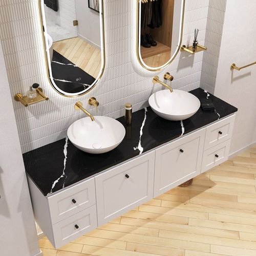 Nero Vena Silica Free Stone Top, Rectangular Full Depth