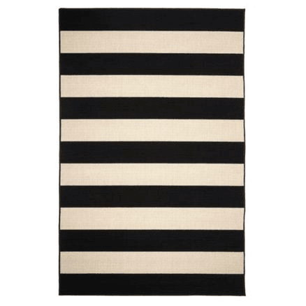 Nyoma Black & Cream Striped Outdoor Rug