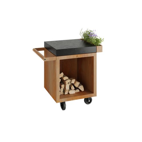 OFYR Pro 65 Mise en Place Table w/ Ceramic Tabletop - Corten Steel