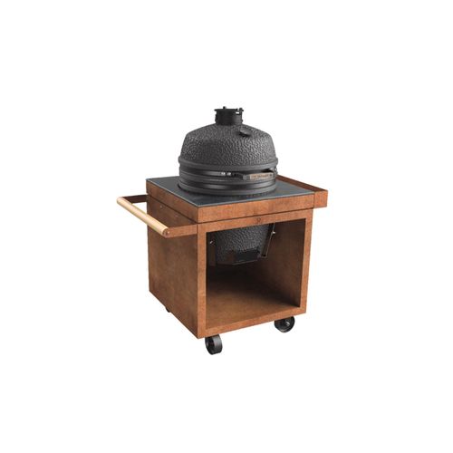 OFYR Pro + Kamado Grill Stand w/ Ceramic Tabletop - Corten Steel