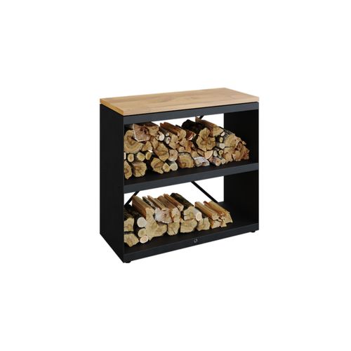 OFYR Wood Storage Dressoir w/ Teak Wood Tabletop - Black
