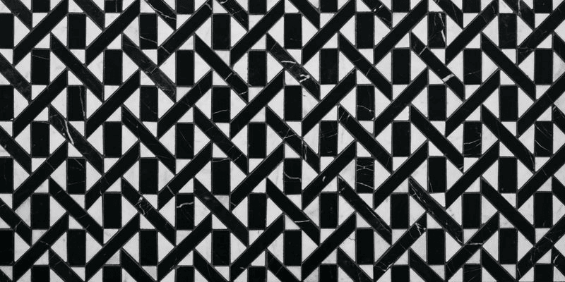 Labyrinth Oblique Carrara & Nero Marble By Steve Cordony