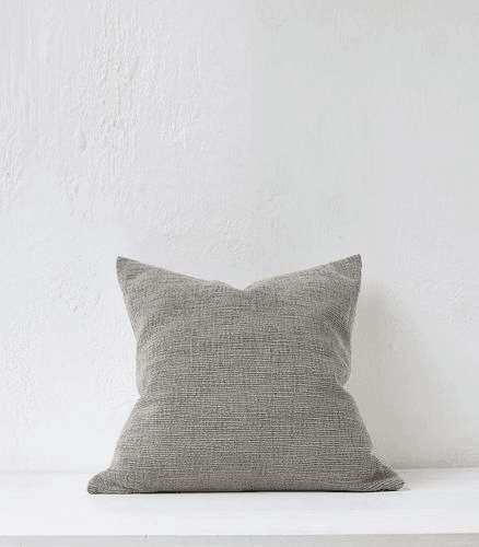 'Organic Ribbed' Cushion / Feather Inner / Smoke