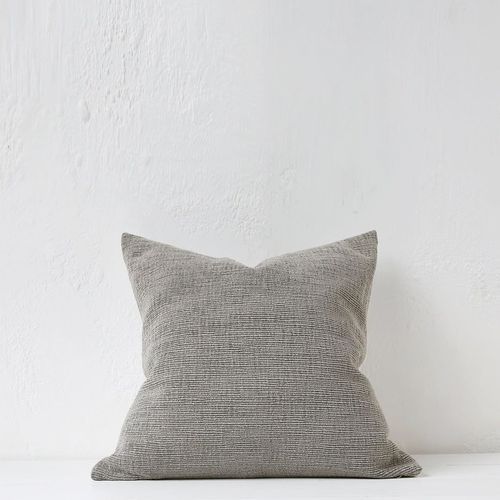 'Organic Ribbed' Cushion / Feather Inner / Smoke