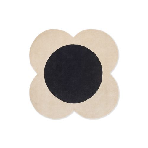 Orla Kiely Spot Flower Rug - Ecru and Black | 100% Wool Designer Floor Rug