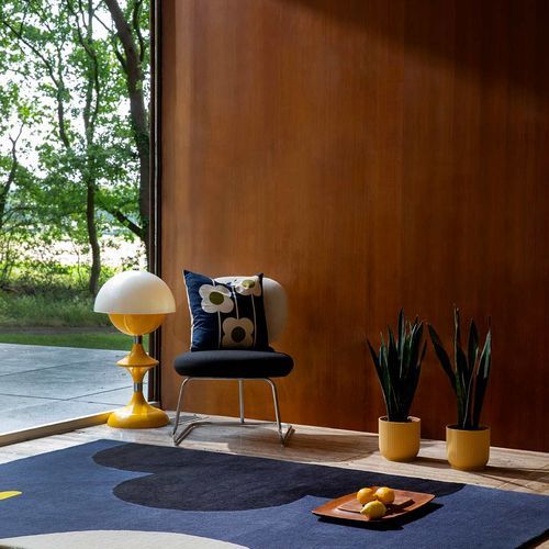 Orla Kiely Geo Flower Rug - Denim | 100% Wool Designer Floor Rug