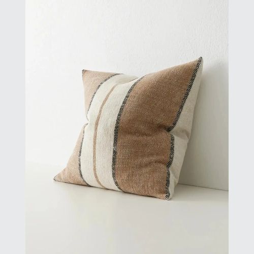 Weave Home Ottavio Cushion - Cocoa | Textured Stripe
