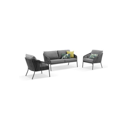 Palm 3pc Outdoor Rope Lounge Set | Charcoal