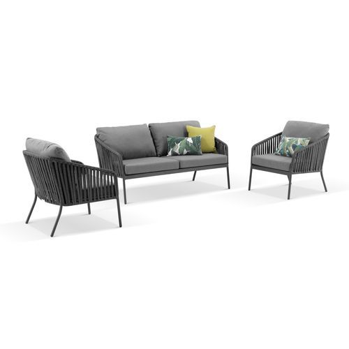 Palm 3pc Outdoor Rope Lounge Set | Charcoal