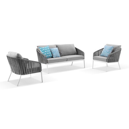 Palm 3pc Outdoor Rope Lounge Set | White