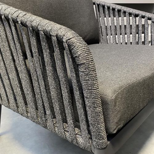 Palm 3pc Outdoor Rope Lounge Set | Charcoal