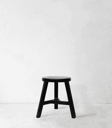Recycled Elmwood Peasant Stool / Round / Black