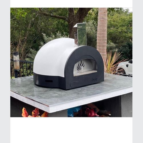 Subito Cotto 80 Refractory Wood Fired Pizza Benchtop Oven (White) with Square Flue